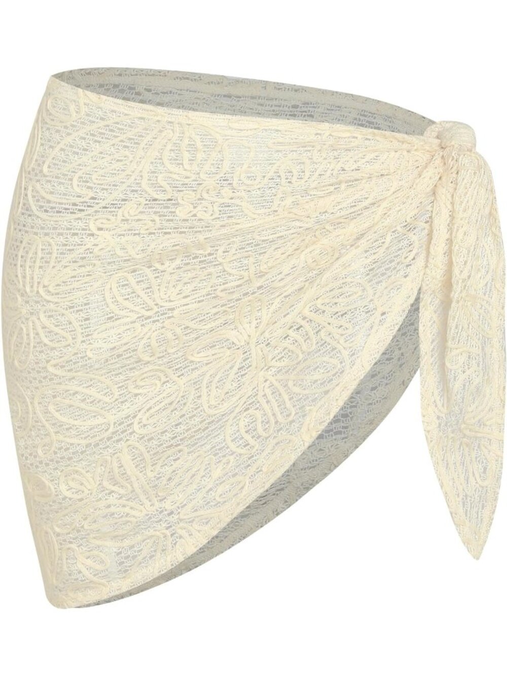 Women's Beige Mesh One Piece Sarong Coverups Bathing Suit Cover Up Mini Skirt